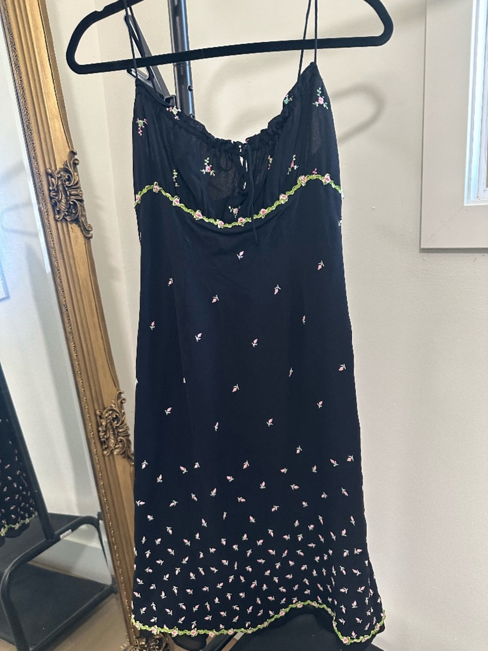 Embroidered Vintage Floral Applique Summer Dress